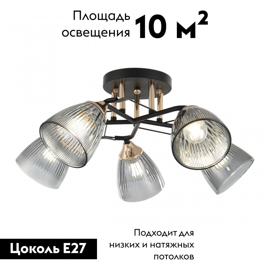 Потолочная люстра Arte Milano Amalfi 322610/5 BK+FG