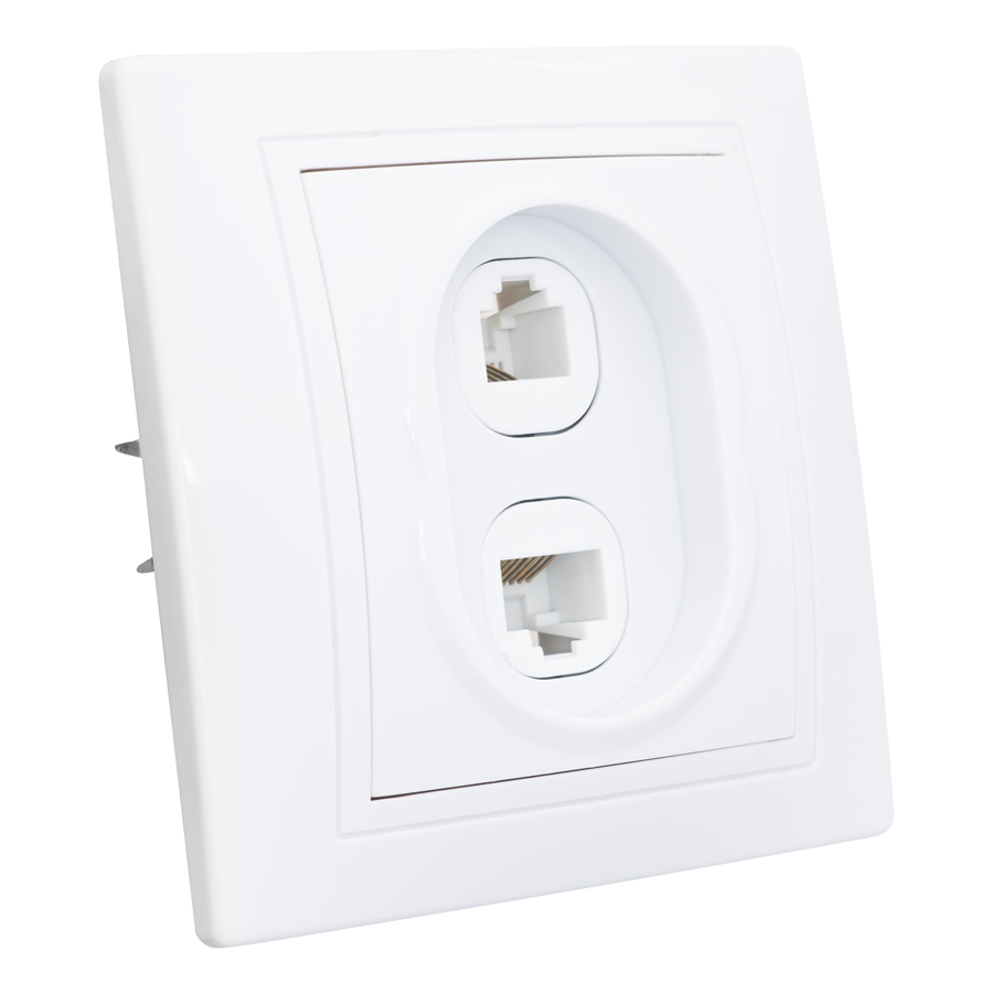 Розетка телефонная RJ11 + компьютерная RJ45 скрытой установки IP20, белая 
