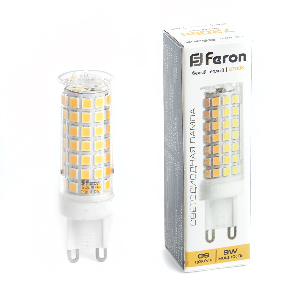 Лампа светодиодная Feron G9 9W 2700K капсульная LB-434 38146