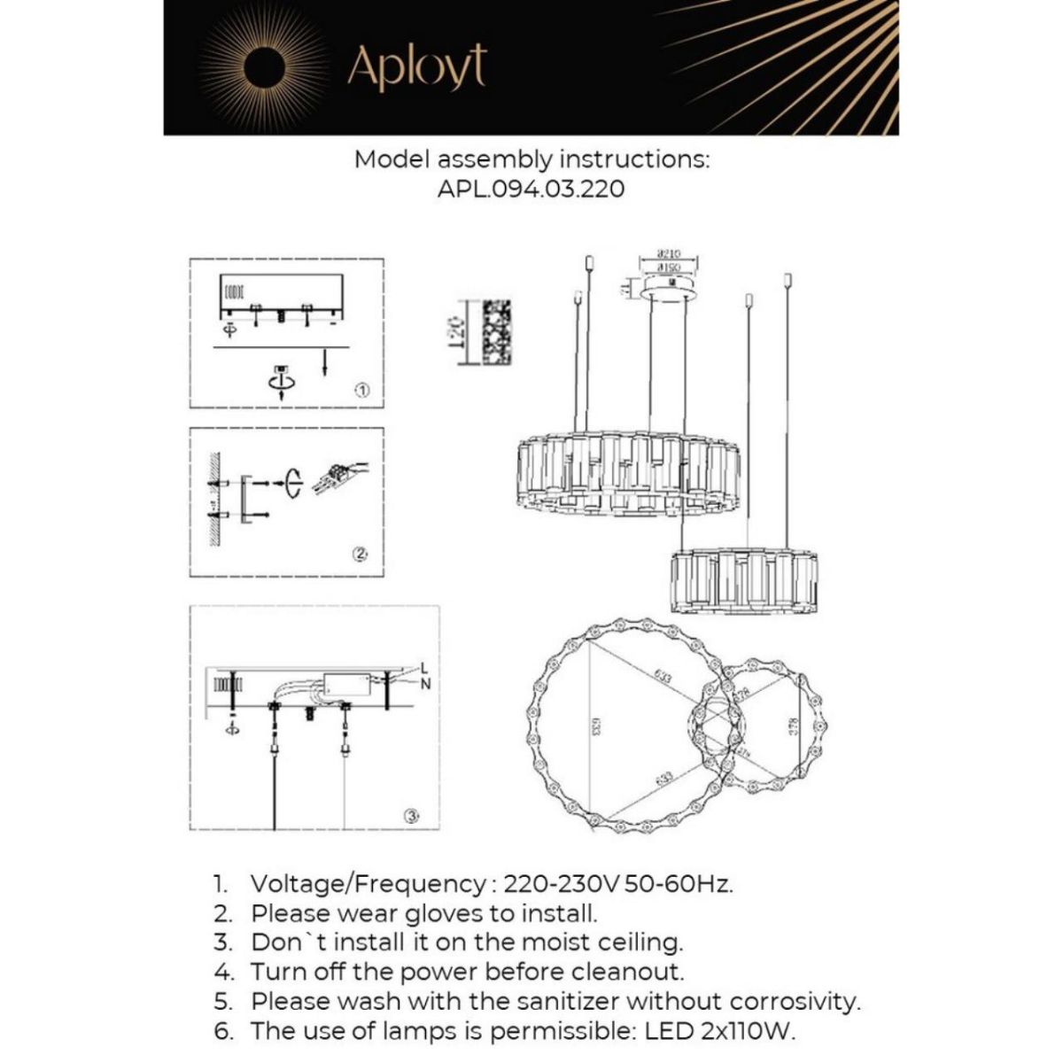 Подвесная люстра Aployt Pietro APL.094.03.220