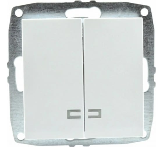 Выключатель двухклавишный с подсветкой Mono Electric Despina-Larissa 10А 250В белый 500-001925-103