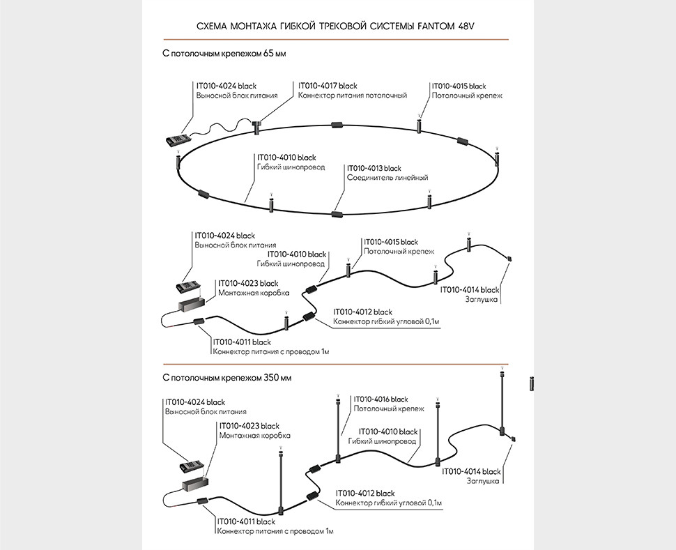 Потолочный крепеж к системе Ittalline Fantom IT010-4015 black
