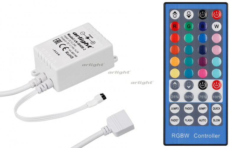 Контроллер Arlight LN-IR40B-2 (RGBW,12-24V,96-192W, ПДУ 40кн) 021165