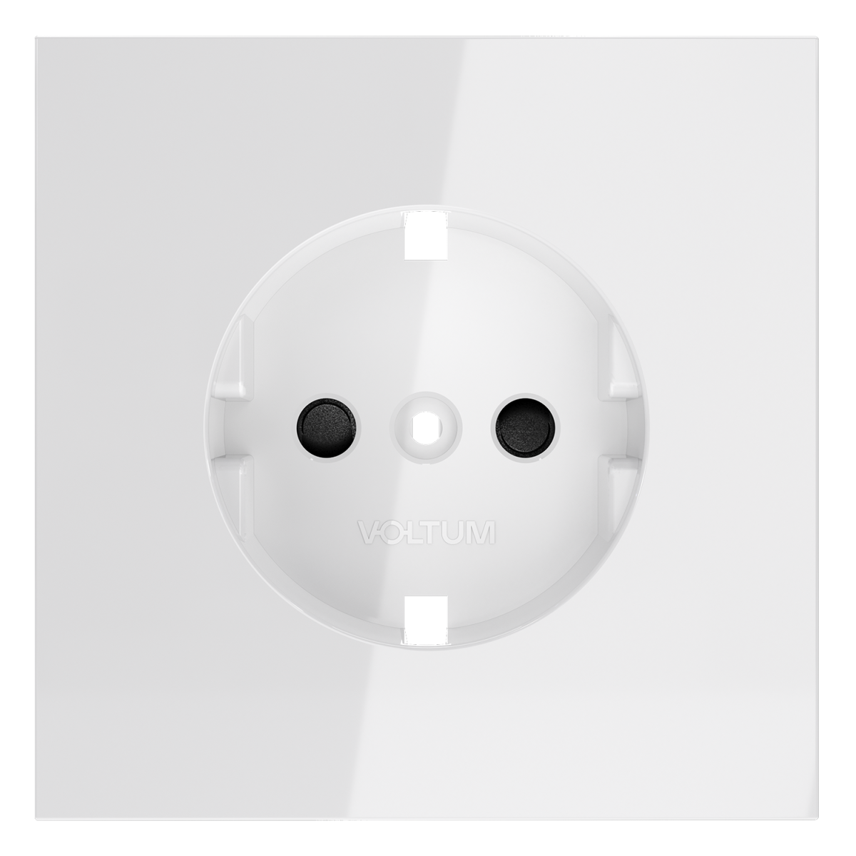 Накладка для розетки с заземлением и защитными шторками Voltum S70 (белый глянцевый) VLS000701