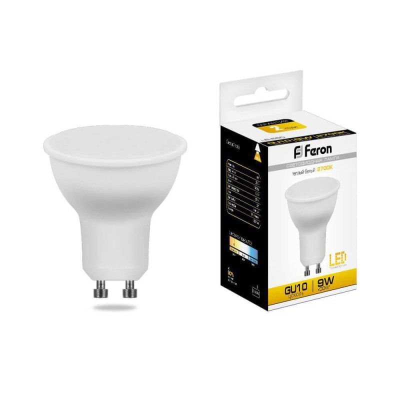 Лампа светодиодная Feron MR16 GU10 9W 2700K Грибок матовая LB-560 25842 УЦ