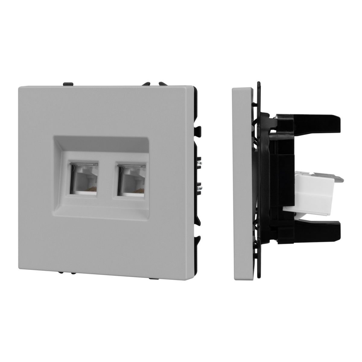 Розетка компьютерная двойная софт-тач никель Arlight SCT-MPC2-SFPL-IS (2хRJ-45, CAT6) 059451(1)
