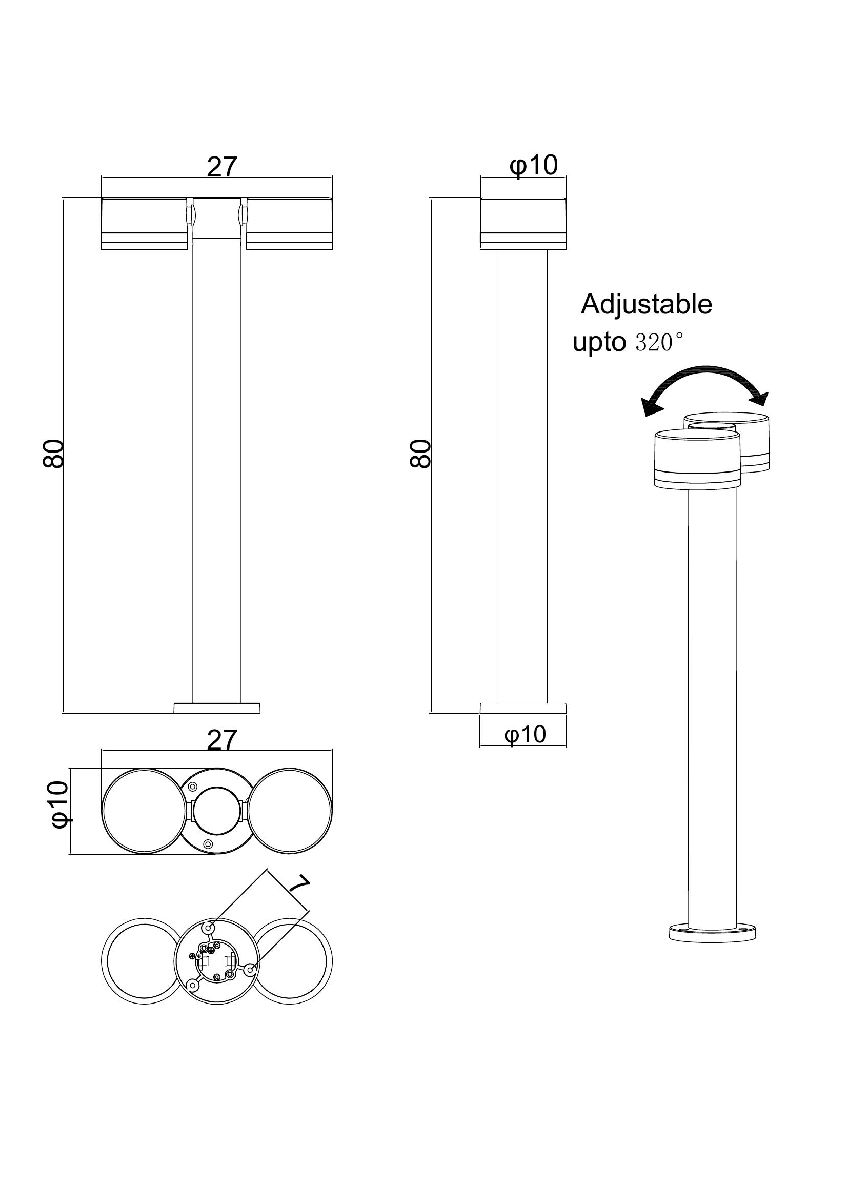 Ландшафтный светильник Arte Lamp Nunki A1910PA-2BK