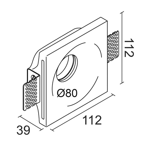 Встраиваемый гипсовый светильник Ledron LUMI SQ1 112x112 D80 MR16 00000019470