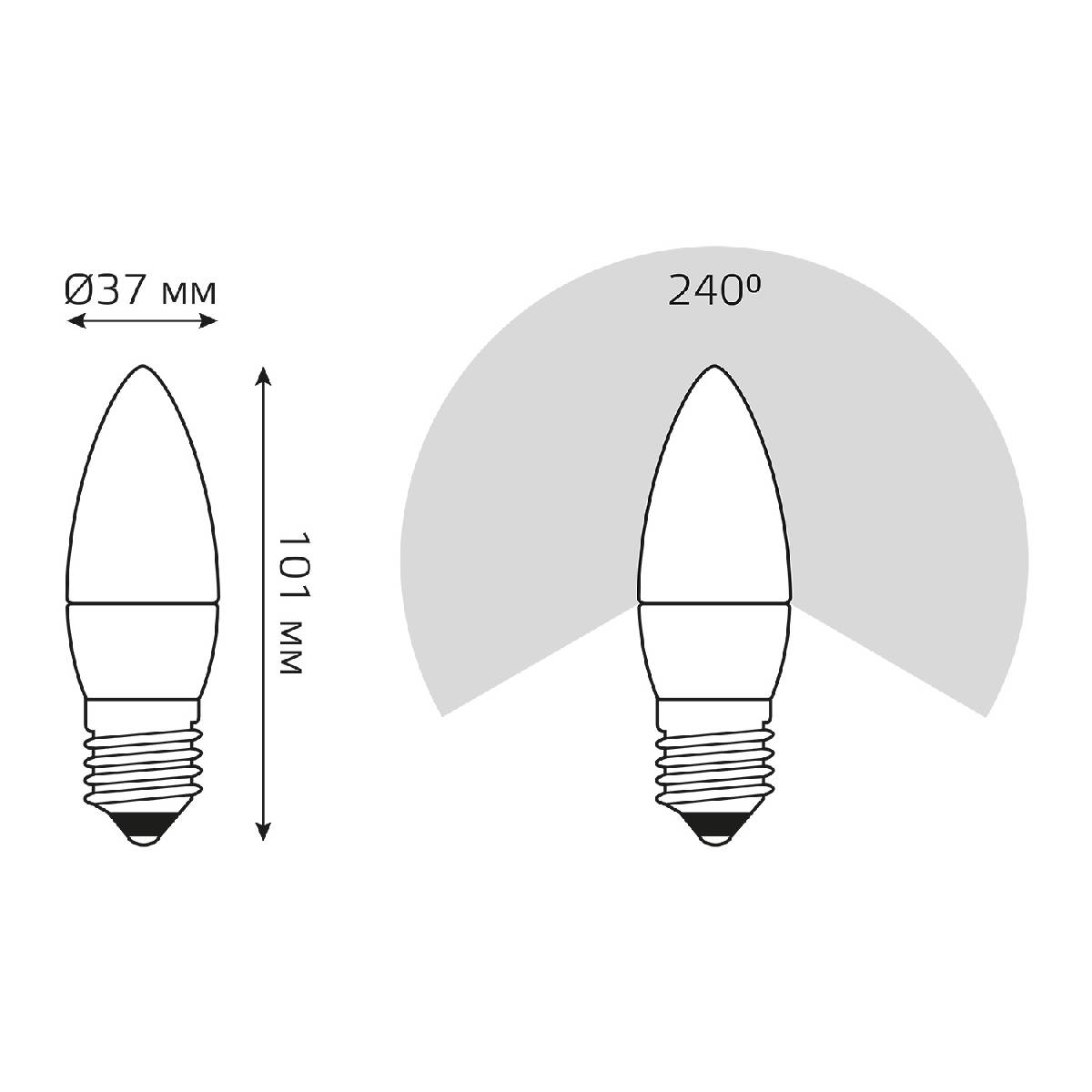 Лампа светодиодная Gauss E27 8W 3000K свеча матовая 33218