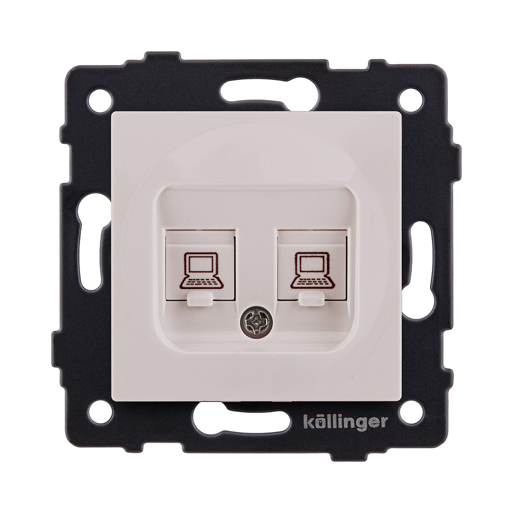 Розетка двойная Ethernet RJ45 Cat.6, кашемир матовый Kollinger REA-019CM для Aspekt, Eleganz, Reflex