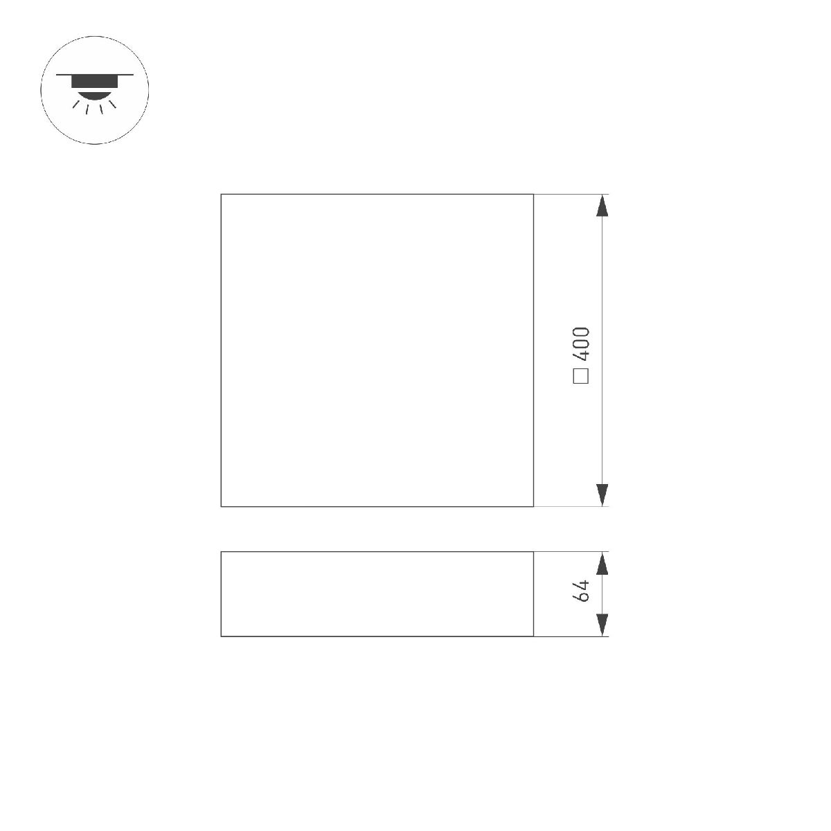 Потолочный светильник Arlight IM-QUADRO-EMERGENCY-3H-S400x400-44W Day4000 (BK, 120 deg, 230V) 041028