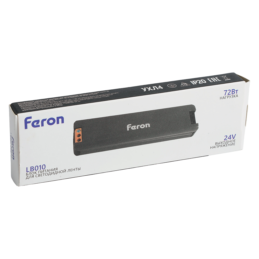 Трансформатор для светодиодной ленты Feron LB010 72W 24V IP20 53145