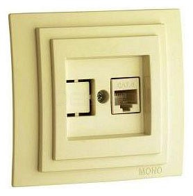 Розетка компьютерная RJ45 Mono Electric Larissa 6 кат крем 103-171705-125