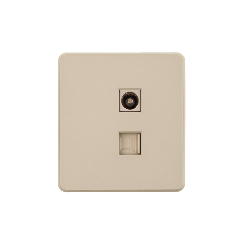 Розетка ROUND компьютерная RJ45 кат6 + TV с/у шелк KRANZ KR-78-0722-7