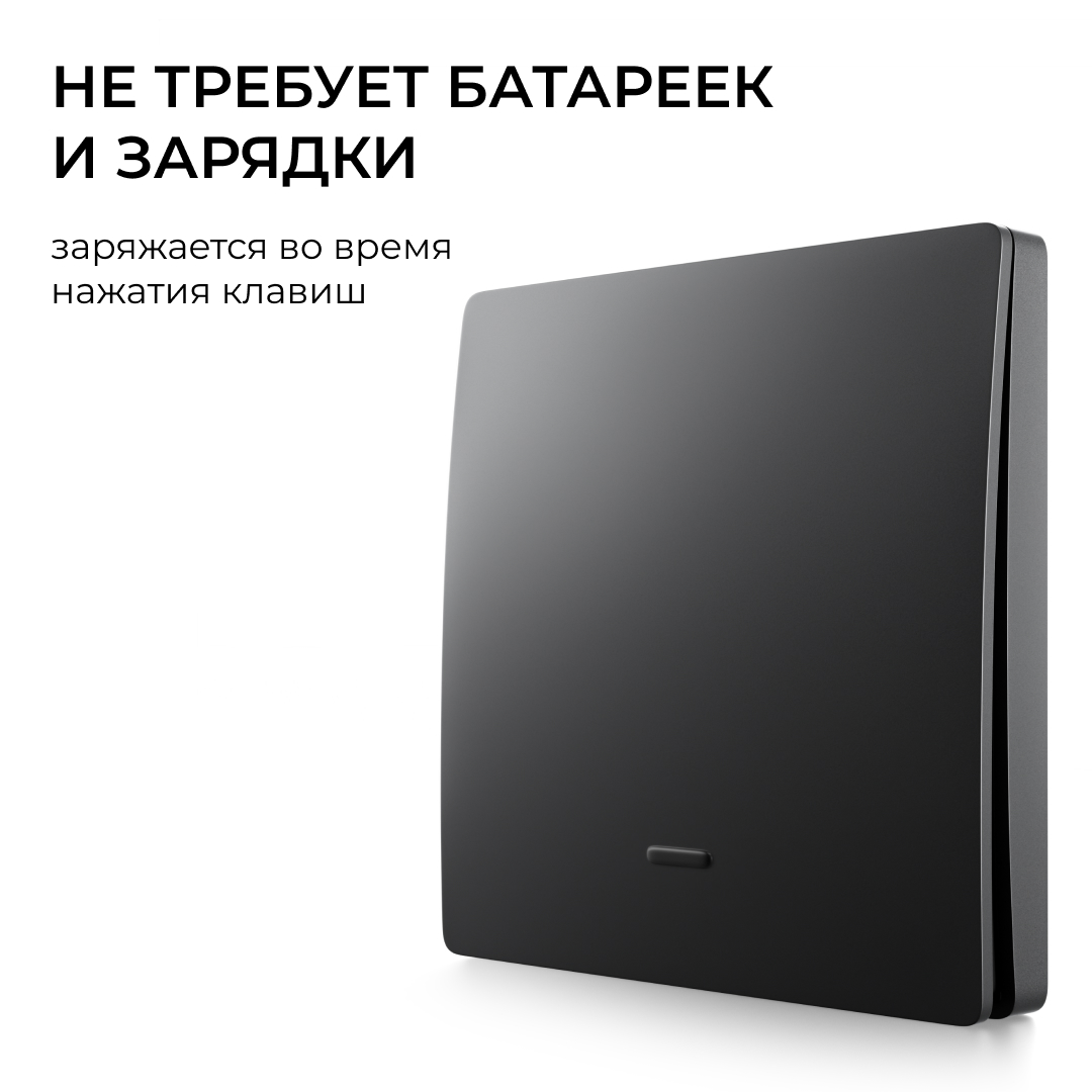 Реле с кинетическими выключателями, IP44, Wi-Fi 2,4 ГГц, Smart, 2выкл., 1 реле. чер. Apeyron 04-86