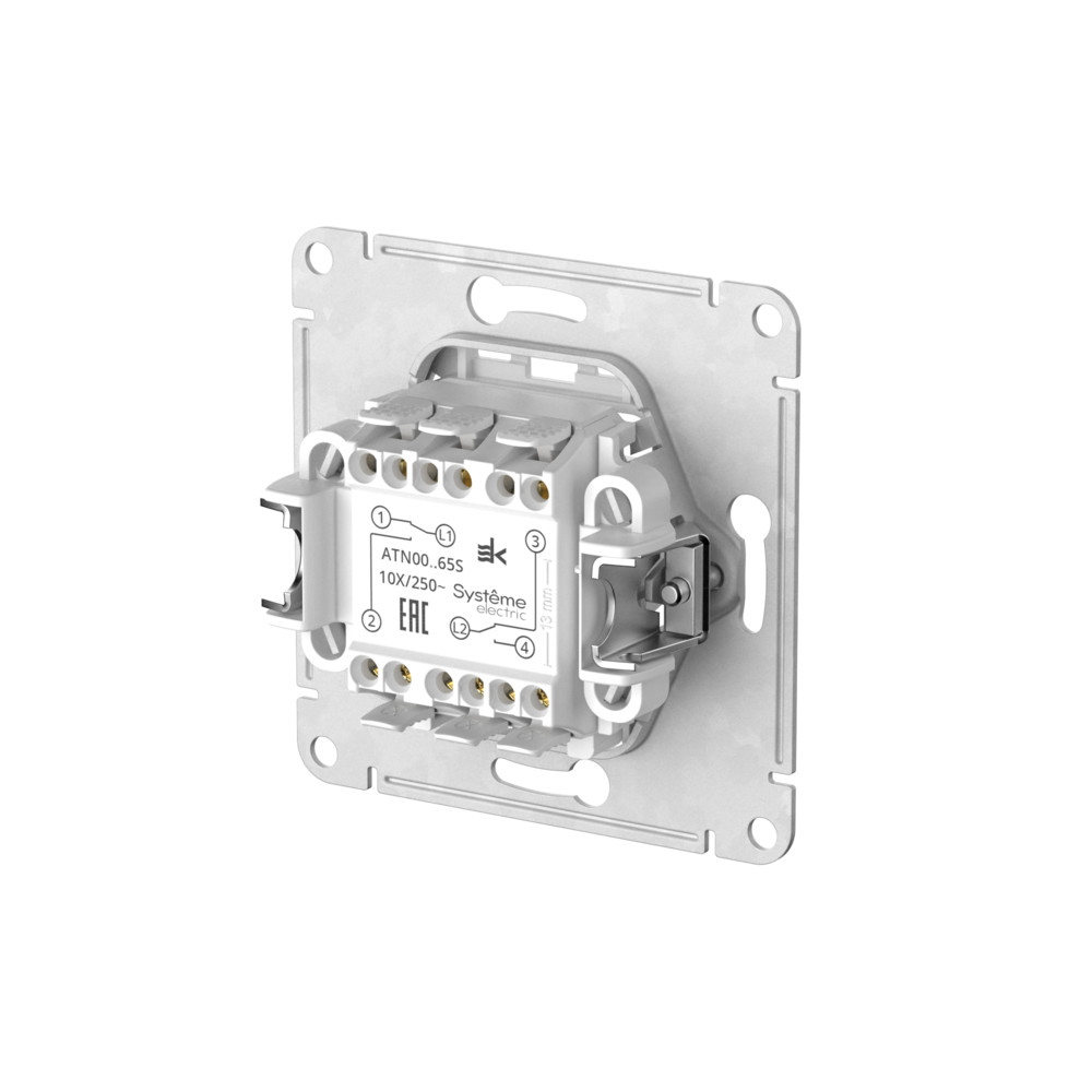 Переключатель 2-клавишный, сх.6/2, 10АХ, Systeme Electric AtlasDesign Белый ATN000165S