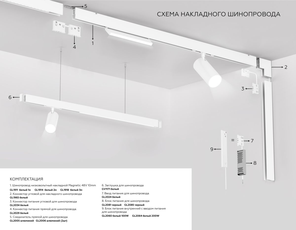Шинопровод магнитный Ambrella Light Magnetic GL1918