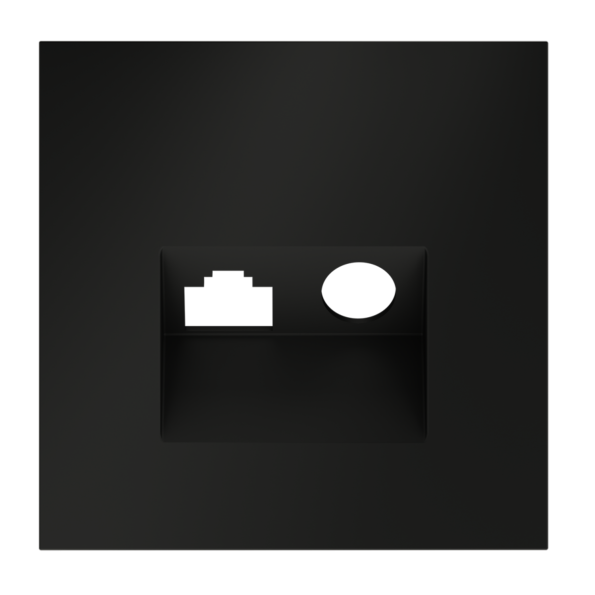 Накладка для розетки TV+RJ45 кат. 6 Voltum S70 (черный матовый) VLS002708