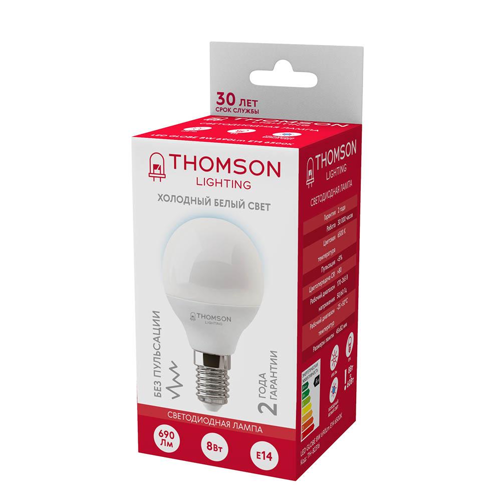Лампа светодиодная Thomson E14 8W 6500K шар матовый TH-B2316