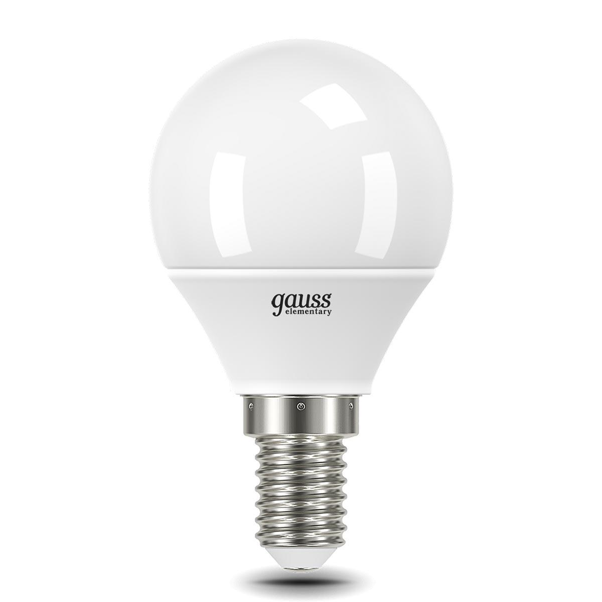 Лампа светодиодная Gauss E14 12W 6500K шар матовый 53132