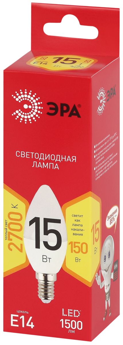 Лампа светодиодная Эра RED LINE LED B35-15W-827-E14 R 15Вт свеча Б0070087