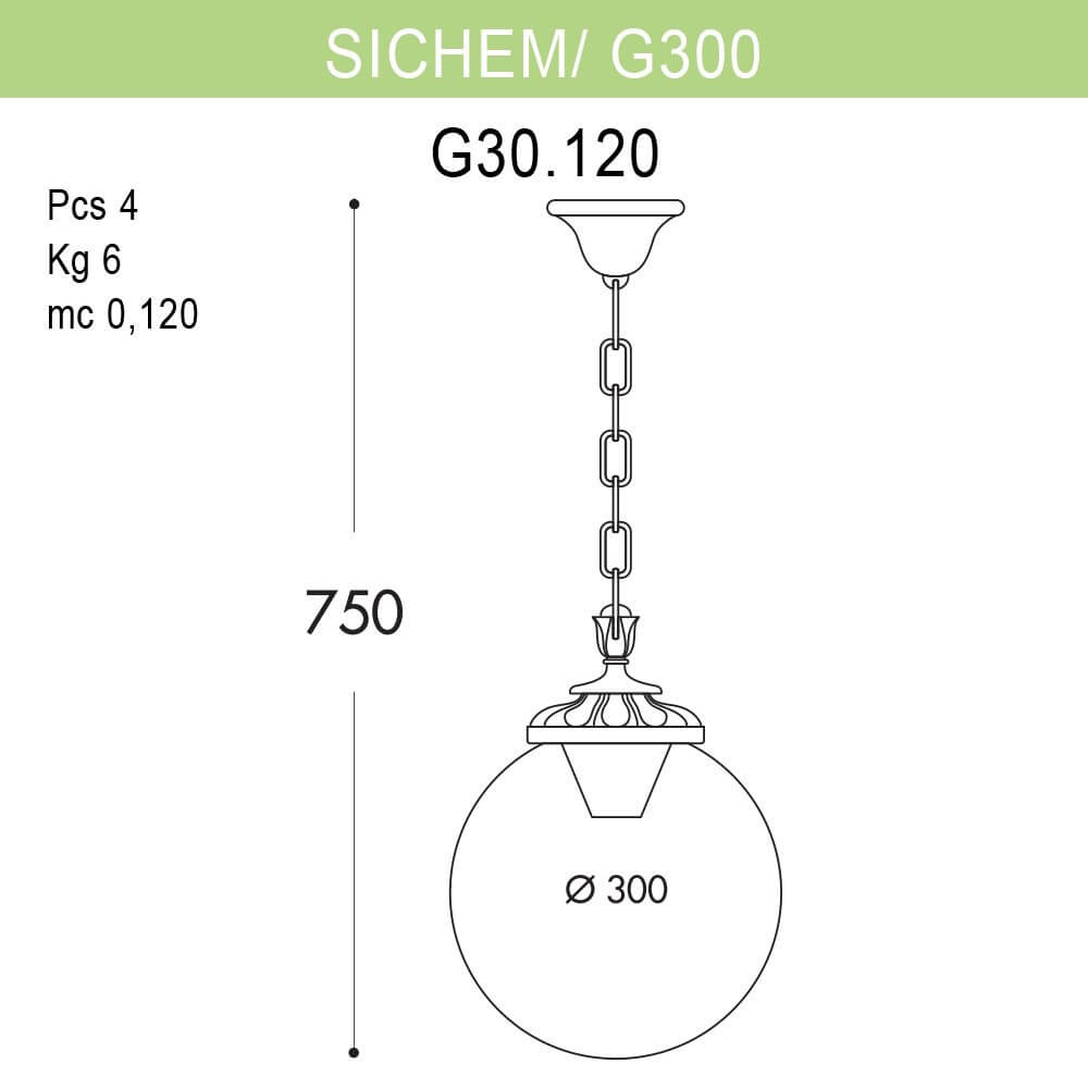 Уличный подвесной светильник Fumagalli Sichem/G300 G30.120.000.WXE27