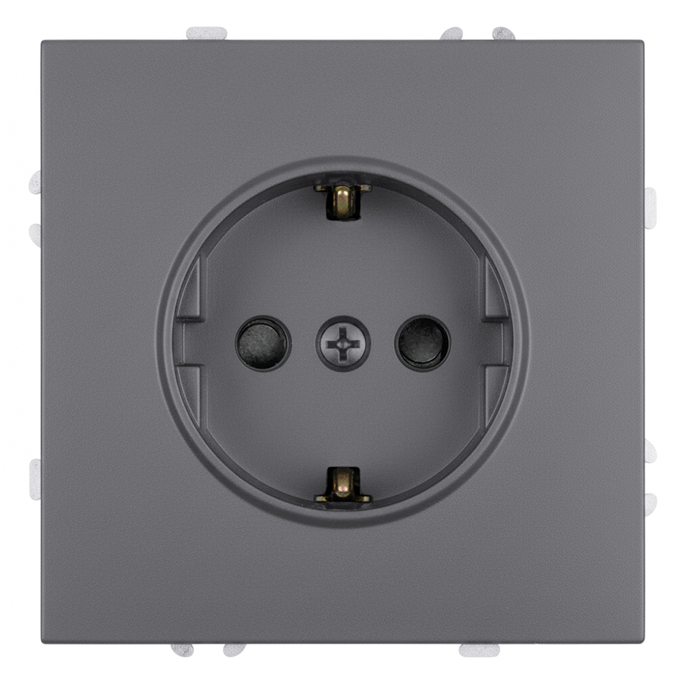 Розетка 1-местная с з/ш с/з (механизм) СЗК Stekker Эмили 250В 16А RST16-5110-10ZK платиново-серый soft touch 50243