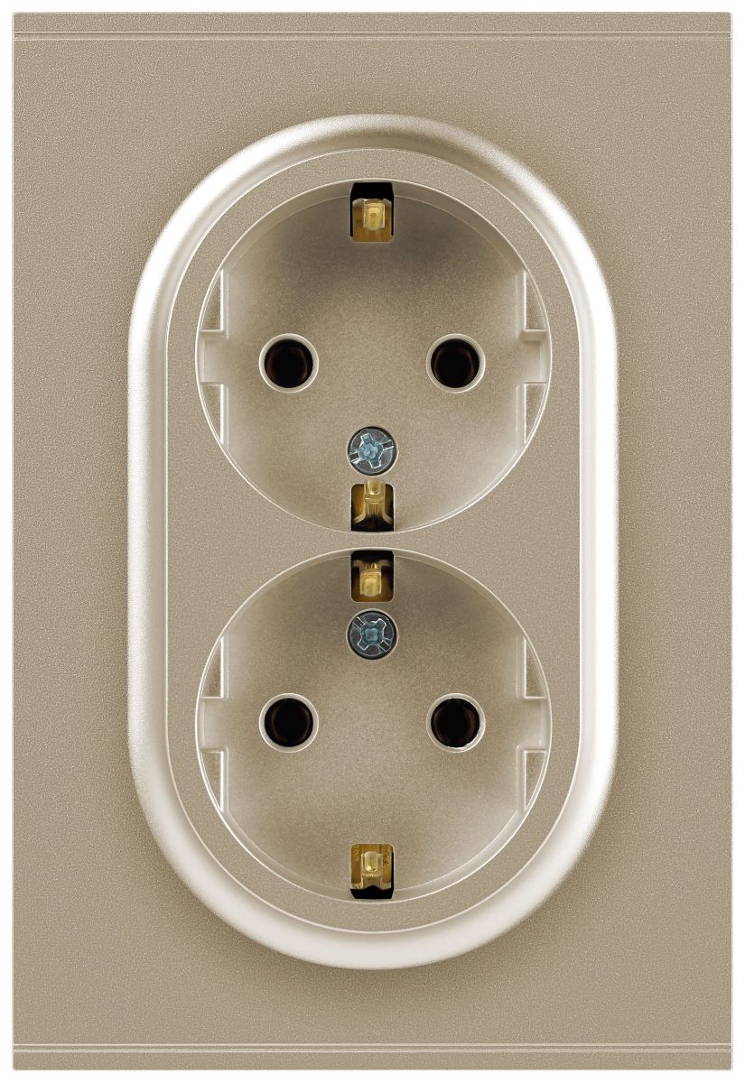 Розетка Эра Arktik 16-2105-04 двойная с заземлением 2X2P+E Schuko со шторками 16А-250В шампань Б0070457