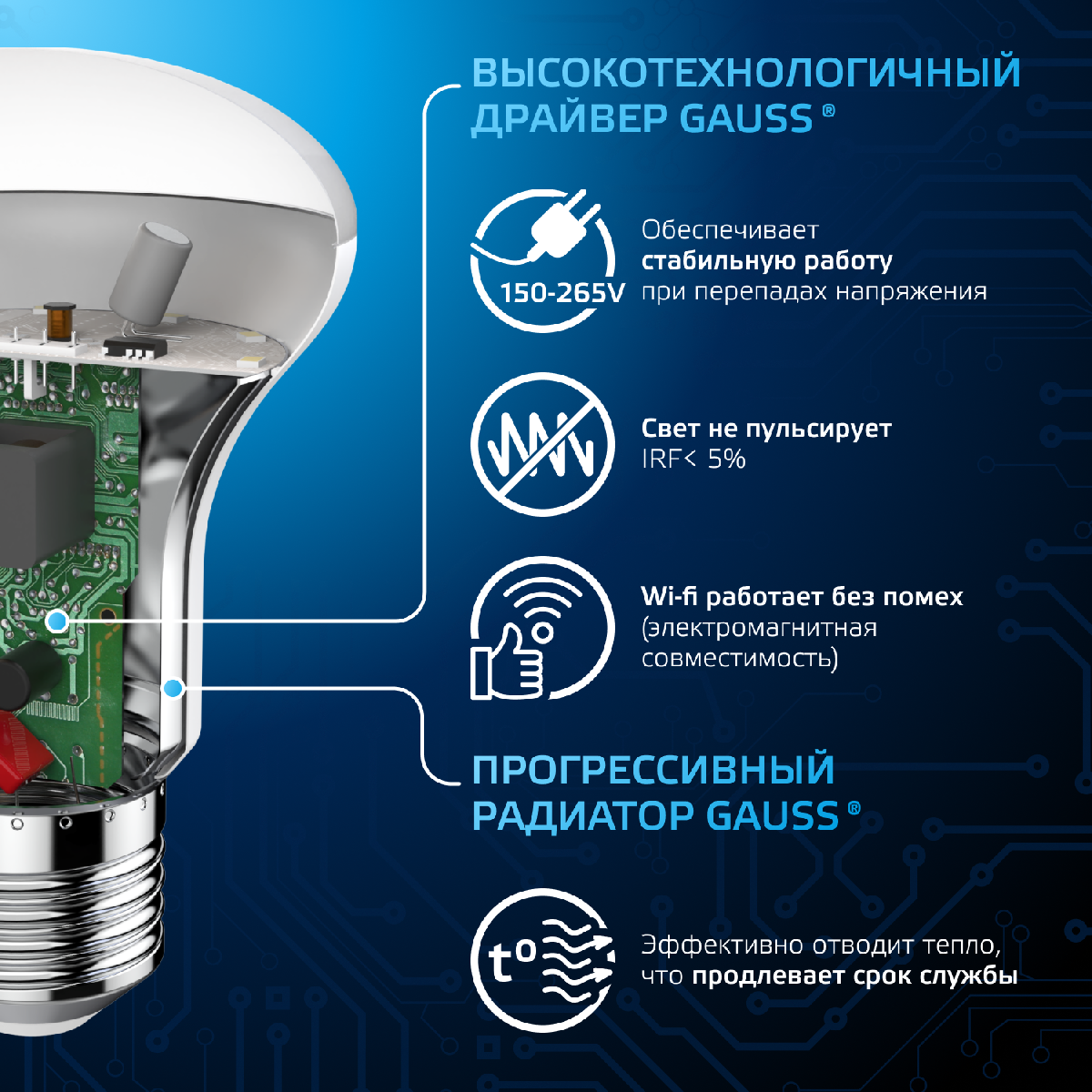 Лампа светодиодная Gauss E14 9W 6500K рефлектор матовый 106002309