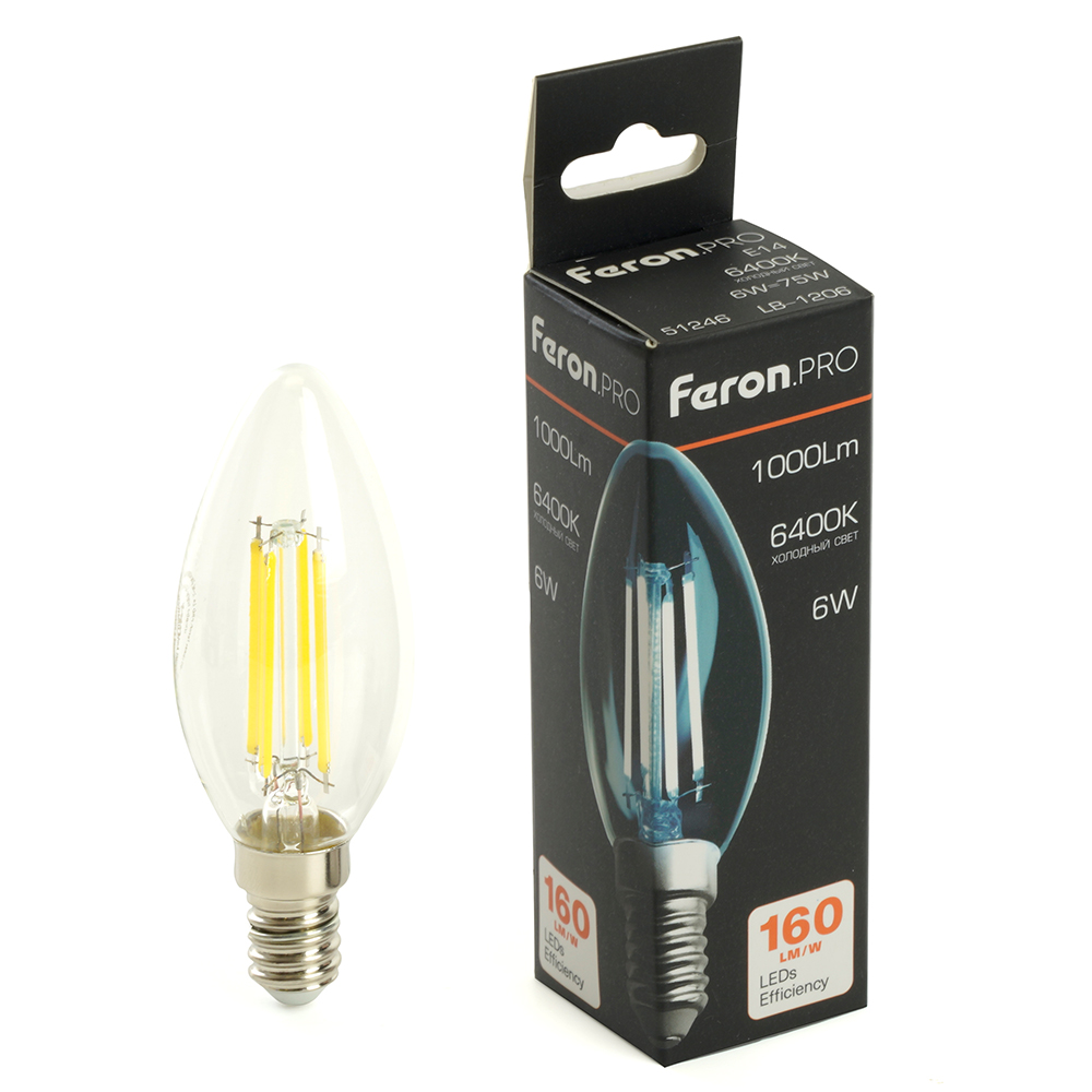 Светодиодная лампа Feron LB-1206 E14 6W 6400K 51246