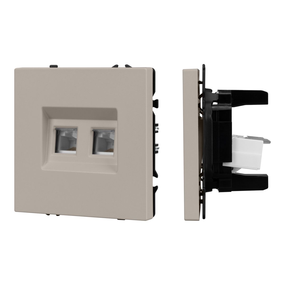 Механизм сдвоенной телефонной розетки Arlight SCT-NOBE-MTL2-SFPL-CA (RJ-11, 4C) (Кашемир) 061889