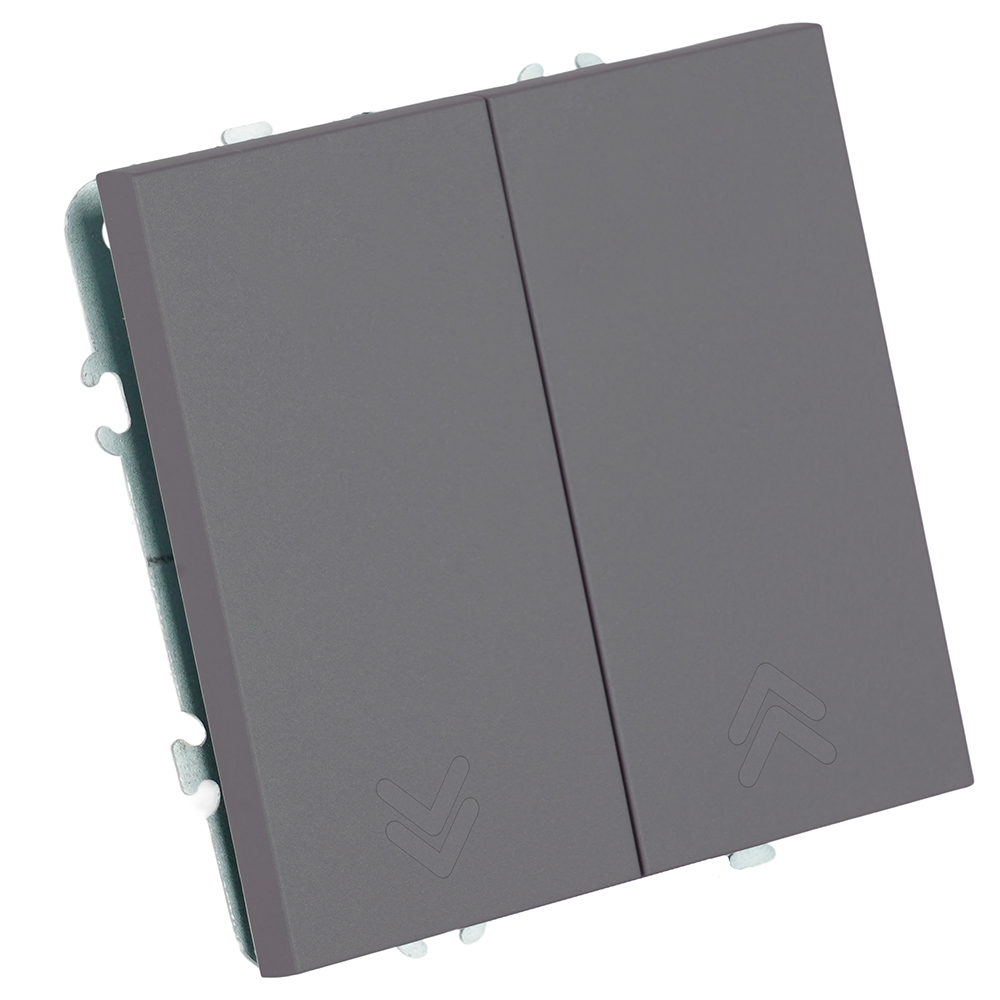 Переключатель 2-клавишный (механизм) СЗК Stekker Эмили 250В 10А RSW10-5107-10ZK платиново-серый soft touch 50241