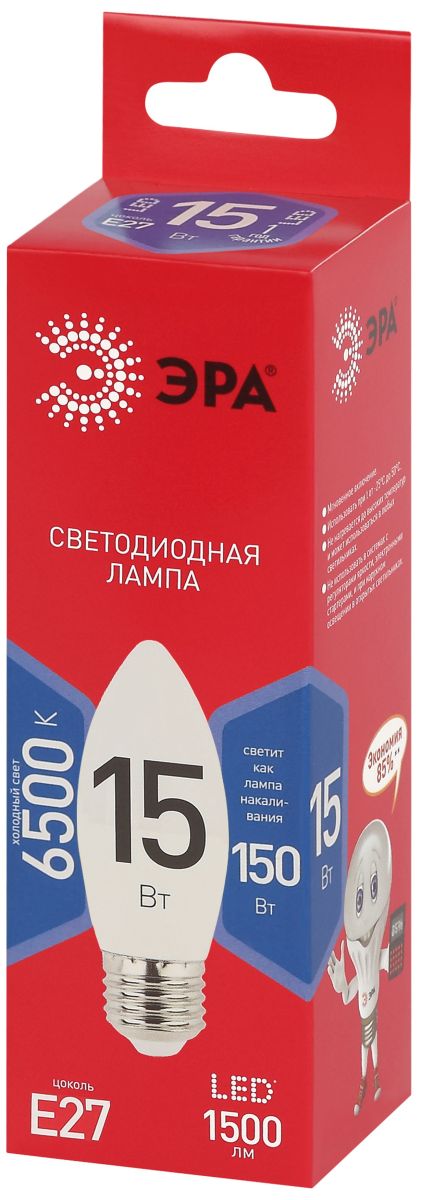Лампа светодиодная Эра RED LINE LED B35-15W-865-E27 R 15Вт свеча Б0070092