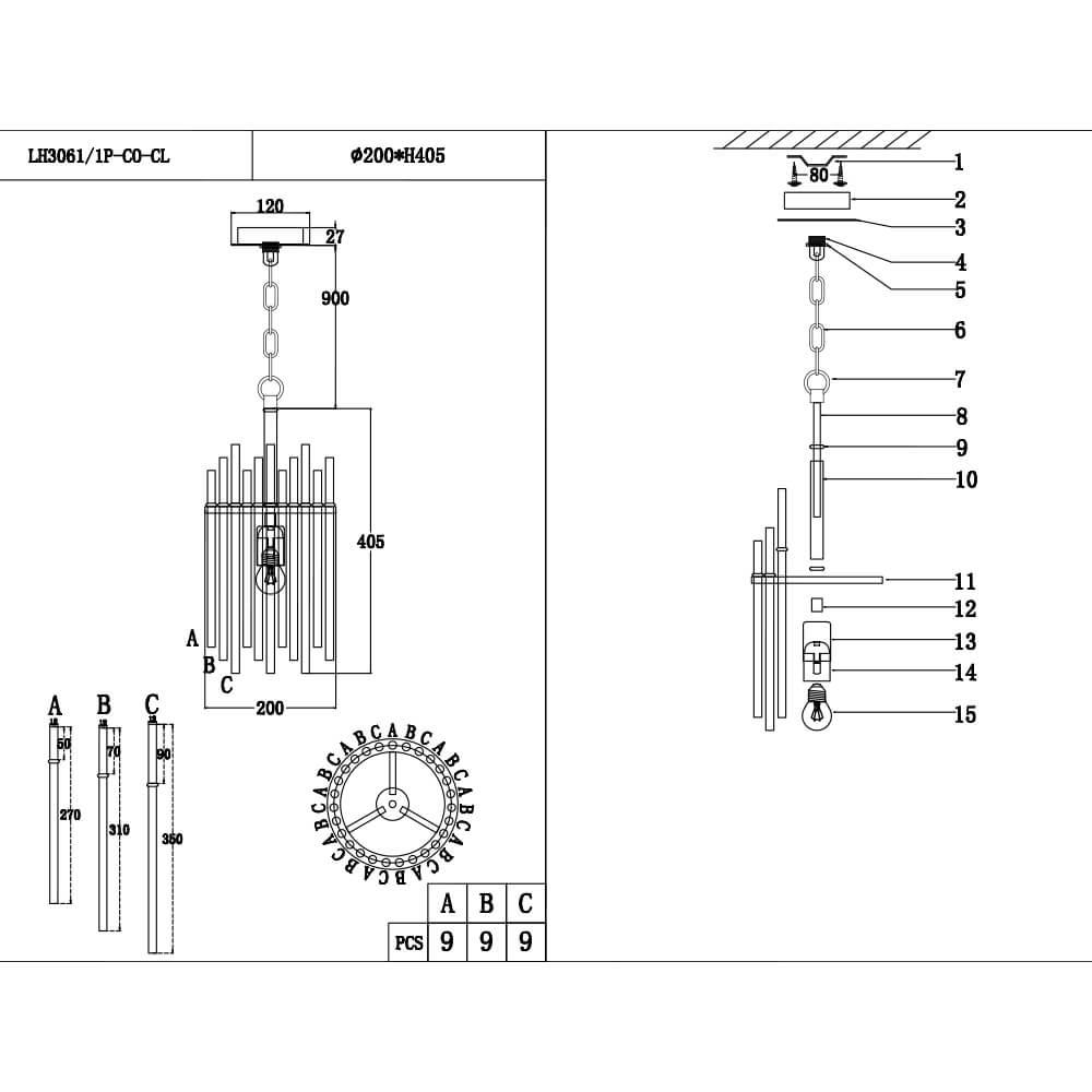 Подвесной светильник Lumien Hall Alte LH3061/1P-CO-CL