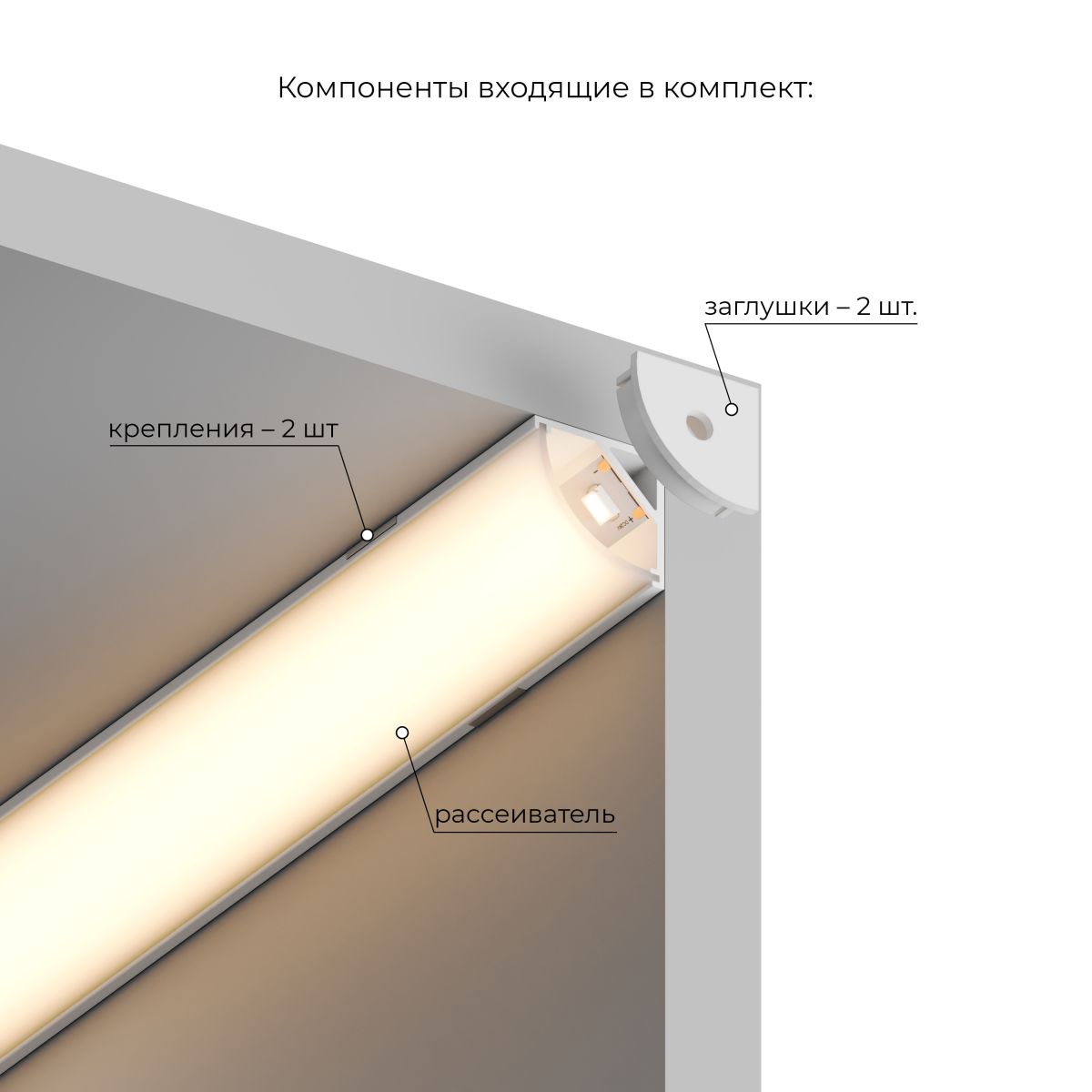 Накладной угловой внутренний профиль для светодиодной ленты Hesby Lighting Line HSBL_0197