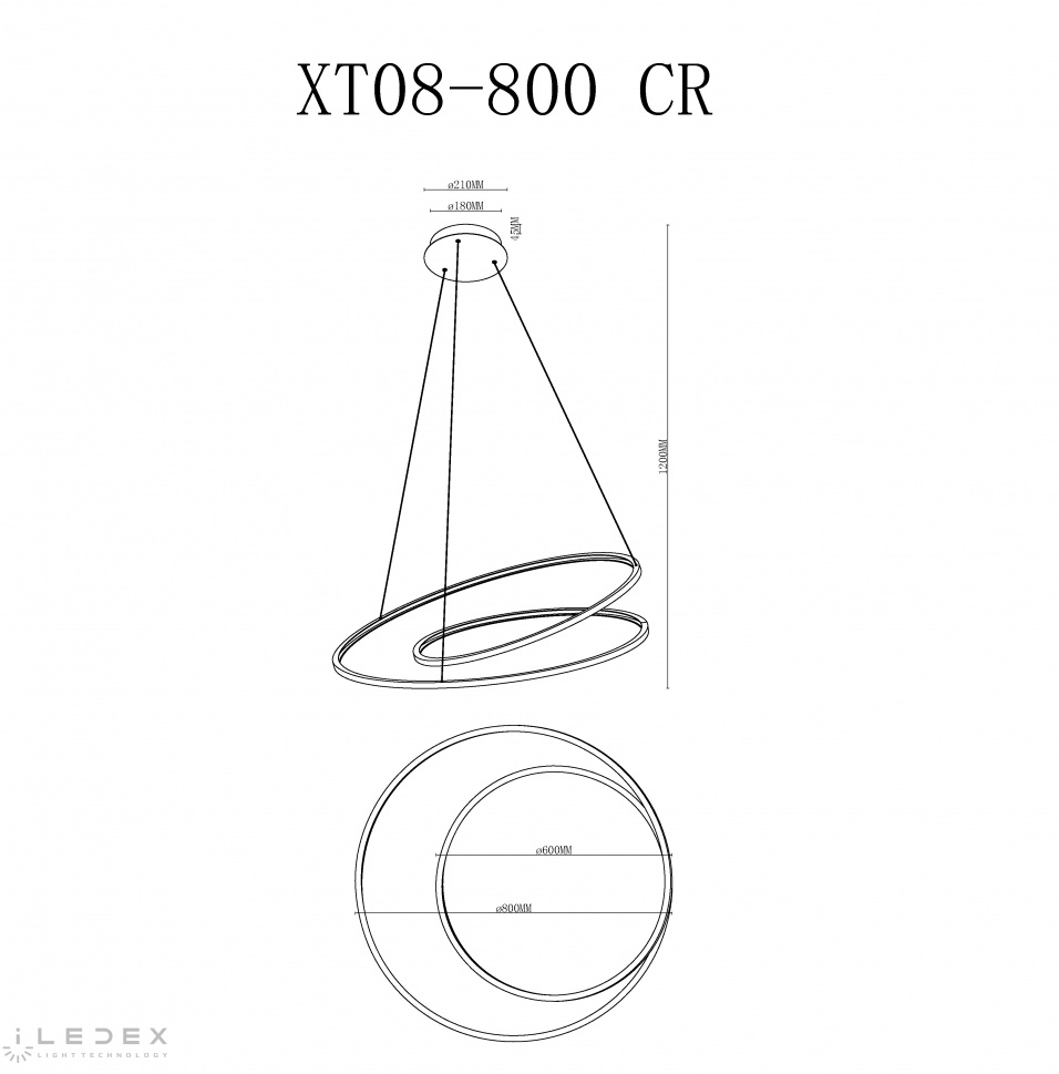 Подвесная люстра iLedex Axis XT08-D800 CR