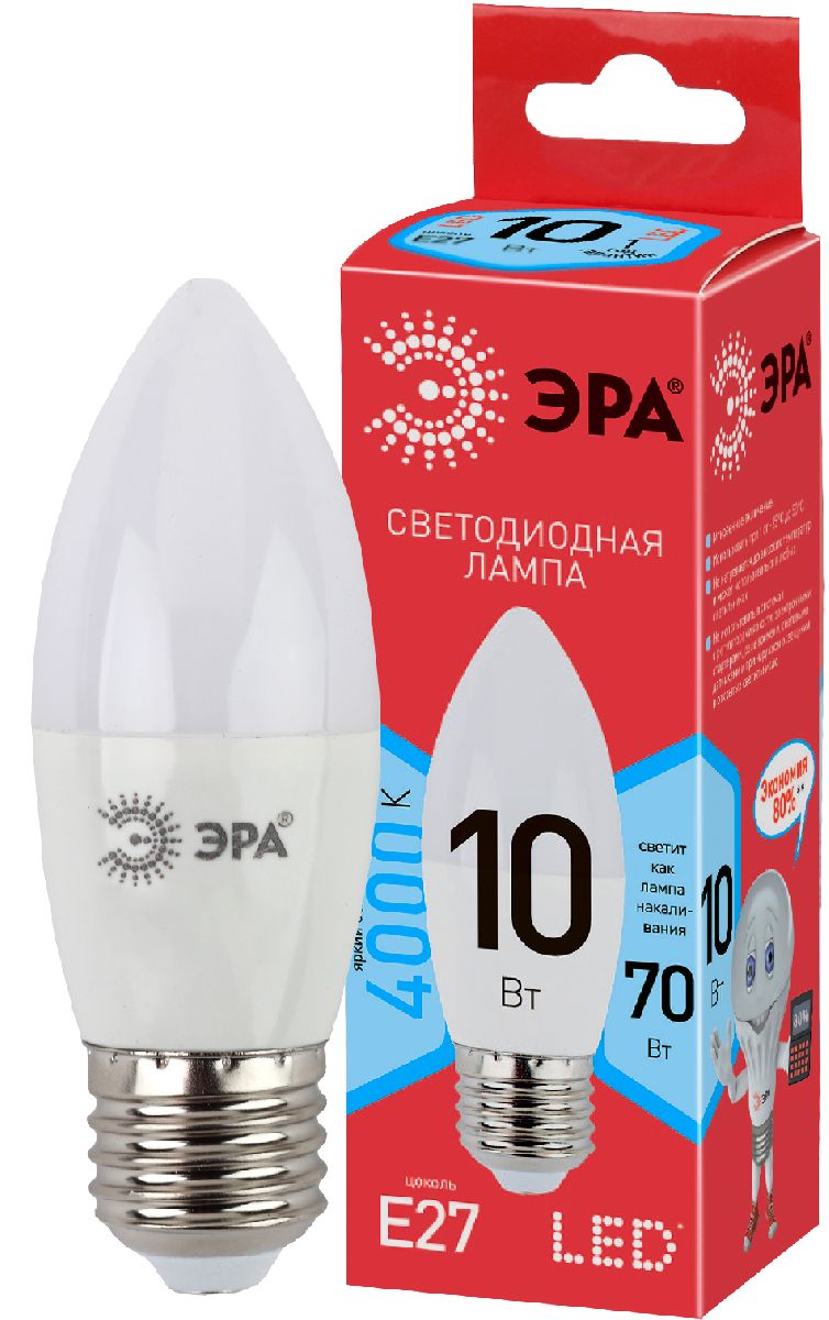 Лампа светодиодная Эра E27 10W 4000K LED B35-10W-840-E27 R Б0050696