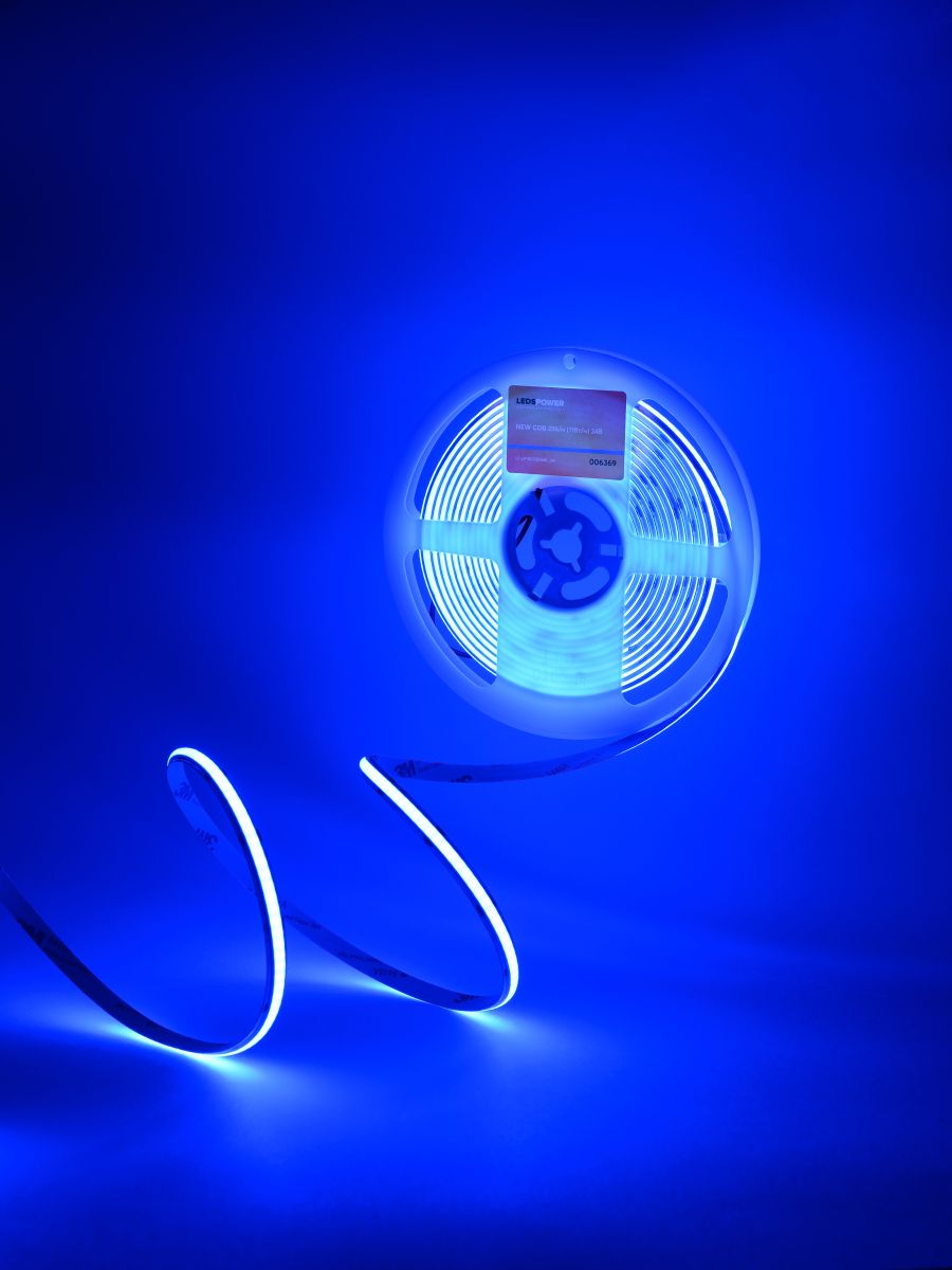 Светодиодная лента LEDS POWER NEW COB 256/м (11Вт/м) 24В синяя 006369