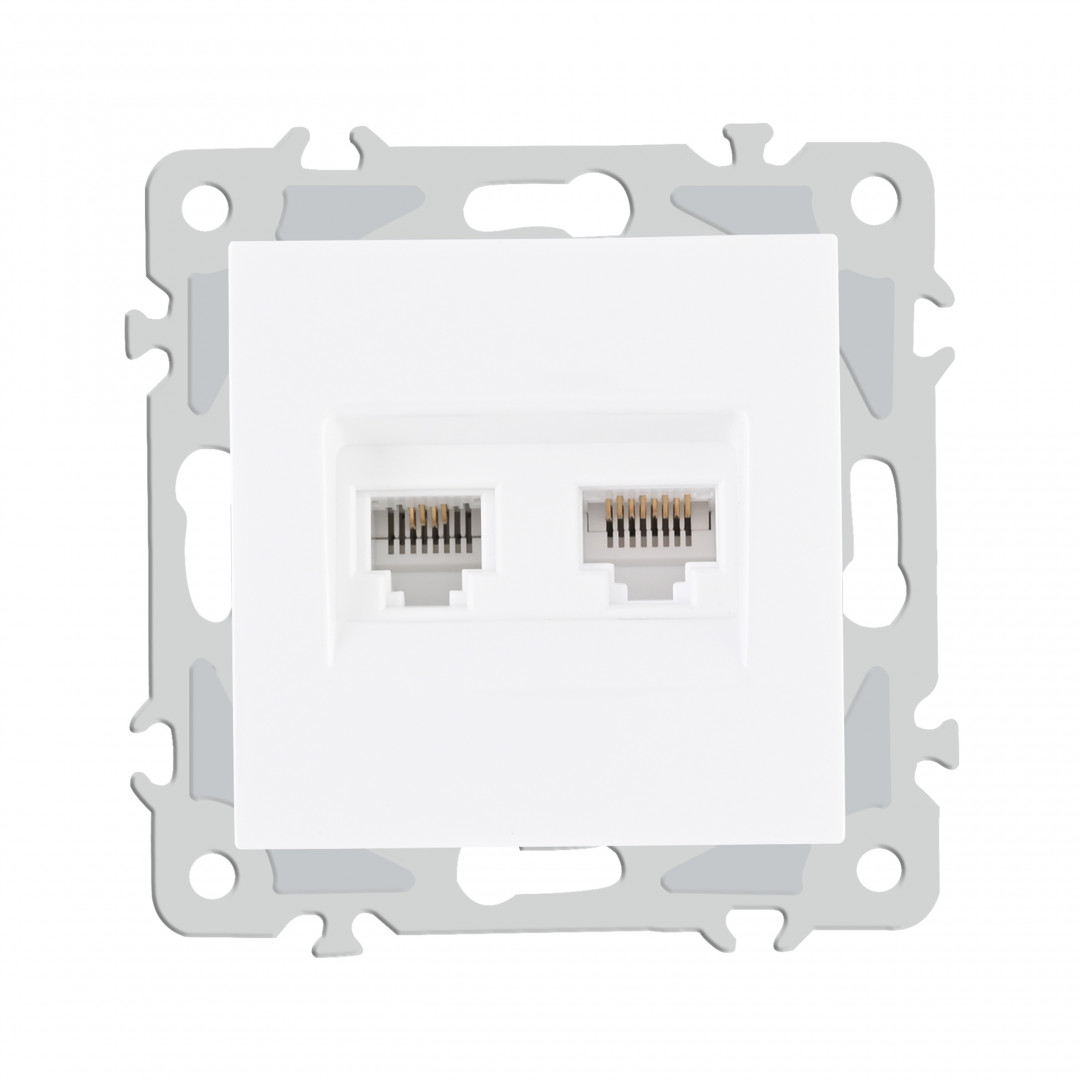 Розетка телефонная RJ11 + компьютерная RJ45 Arte Milano 206.44-1.white