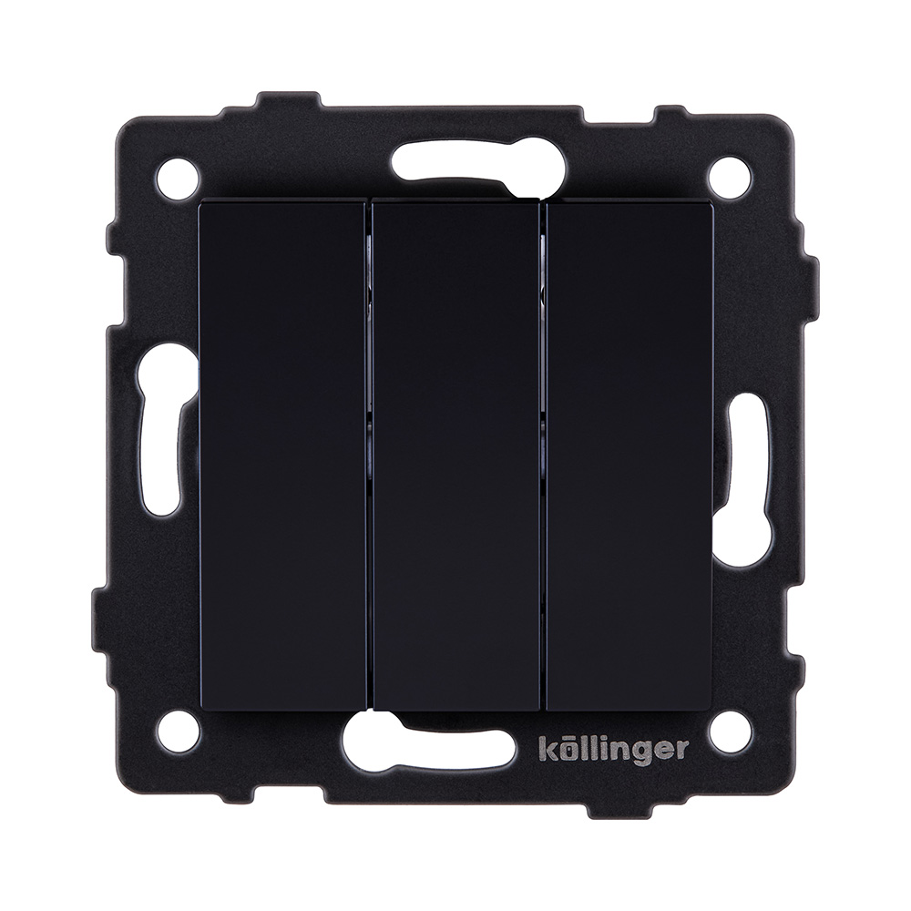 Выключатель 3-клавишный 10А/250В, черный Kollinger REA-S-012BK для Aspekt, Eleganz, Reflex