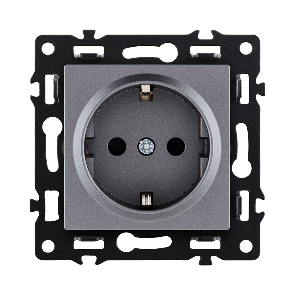 Розетка штепсельная SCHUKO 16A/250 В, серый Kollinger Asthetik AS-014GY