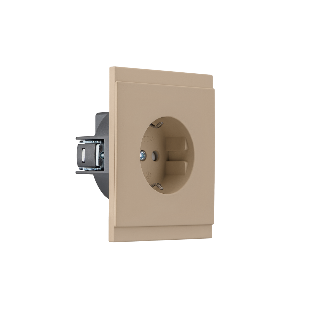 Розетка SETE 1-ая с/з с/у, со шторками 16А кашемир IP20/IP44 KRANZ KR-79-0701-2