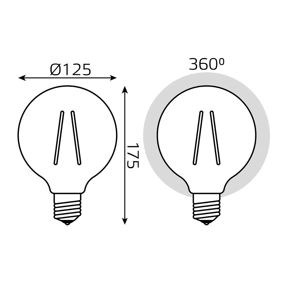 Светодиодная филаментная лампа Gauss Filament E27 10W 2400K 158802010-D