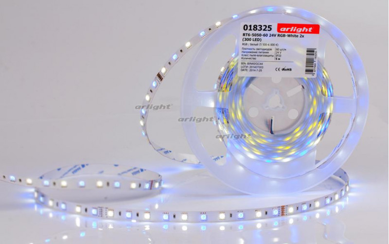 Светодиодная лента Arlight RT6-5050-60 24V RGB-White 2x (300 LED) 018325