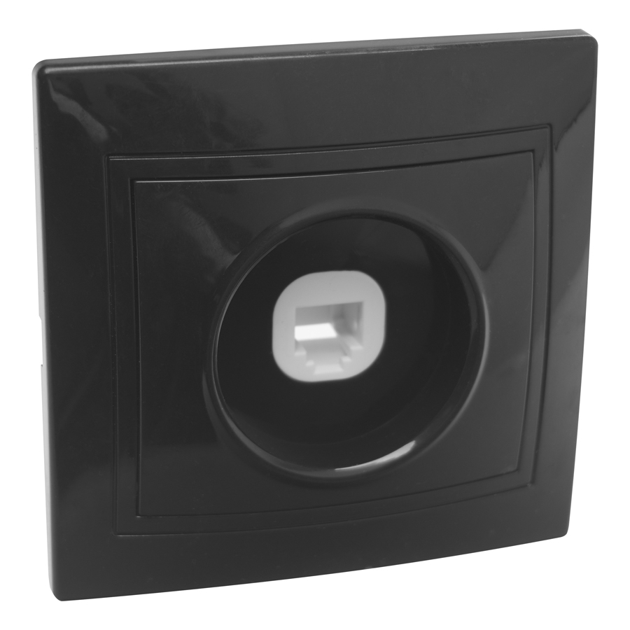 Розетка телефонная RJ11 скрытой установки IP20, черная 