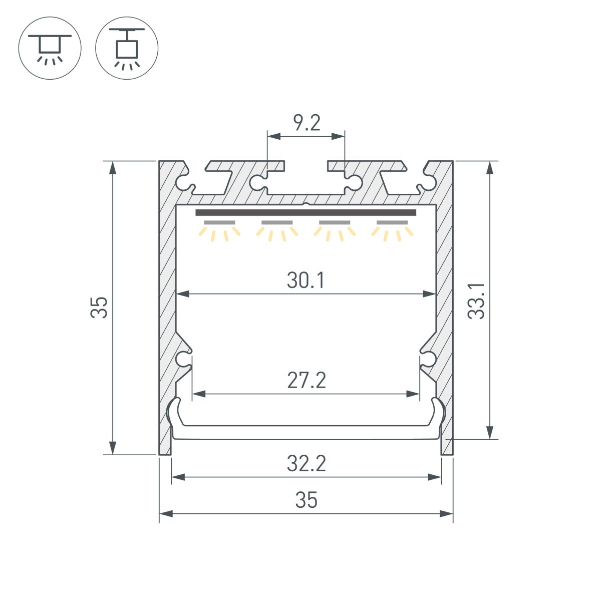 Профиль Arlight SL-LINE-3535-2000 ANOD (BY) (Алюминий) 059794