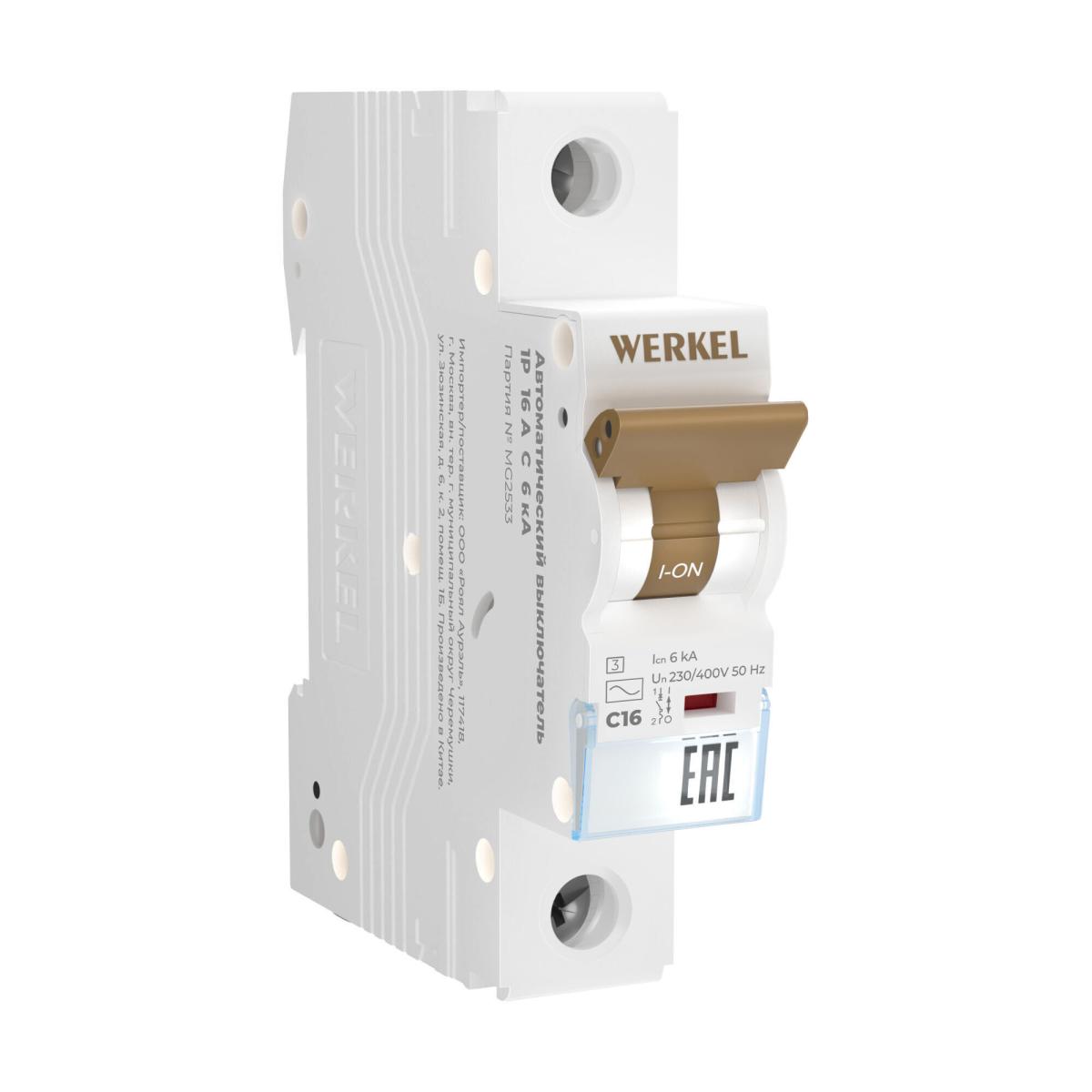 Автоматический выключатель 1P 16 A C 6 кА Werkel W901P166 4690389192562 a062457