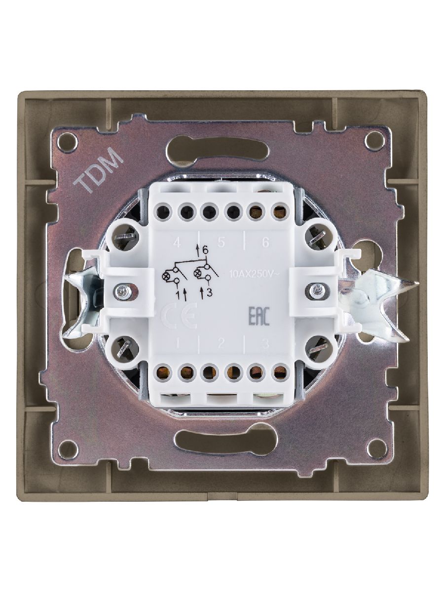 Выключатель двухклавишный с подсветкой Лама TDM Electric SQ1815-0705