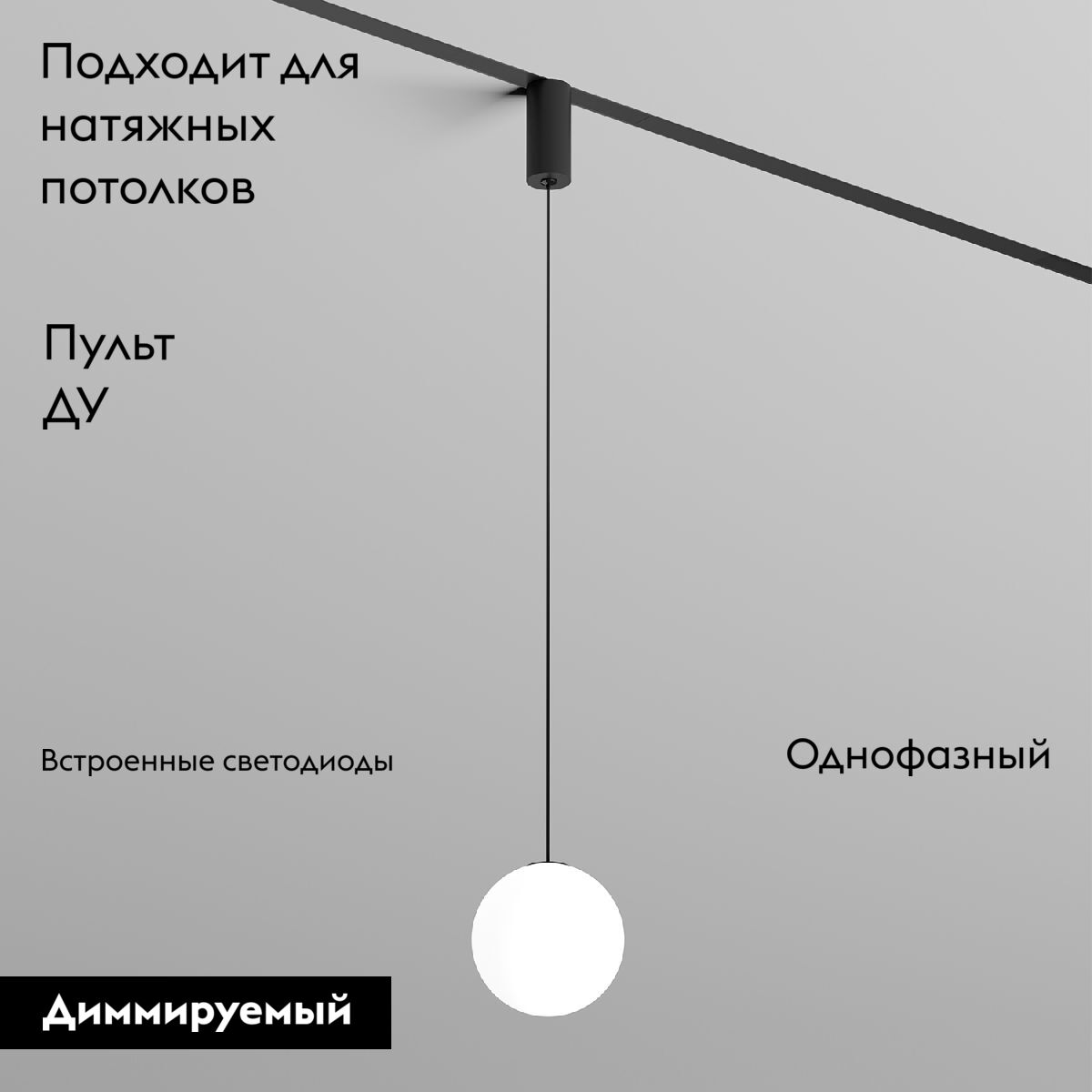 Трековый однофазный светильник Denkirs Smart Moon DK8052-BK