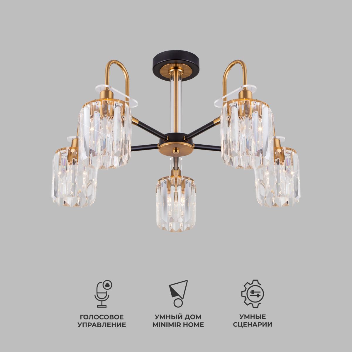 Люстра на штанге Eurosvet 70090/5 черный Smart a045144